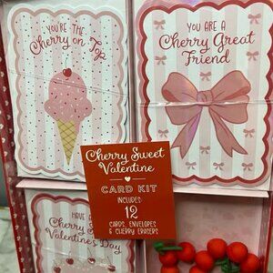 NWT - Elum Valentine’s Day card kit and cherry erasers (set of 12)